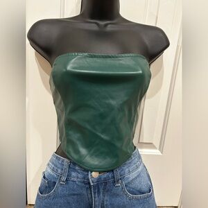 Chic Strapless Forest Green Women's Crop Top
